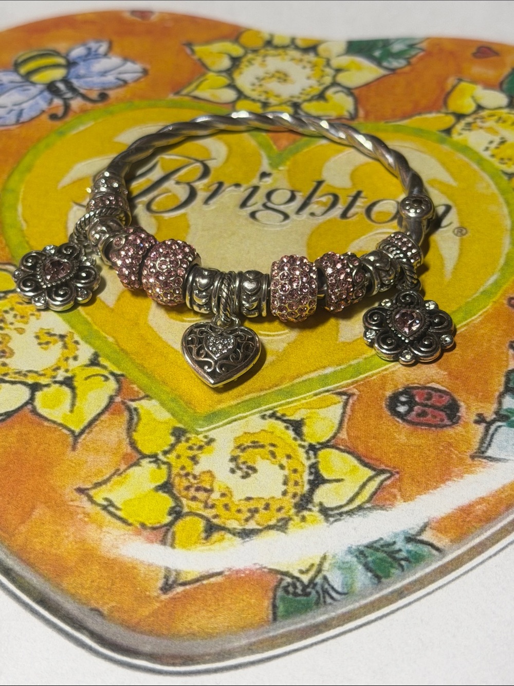 🌸 BRIGHTON Silver Charms Bangle Bracelet! Great gift idea 🌸